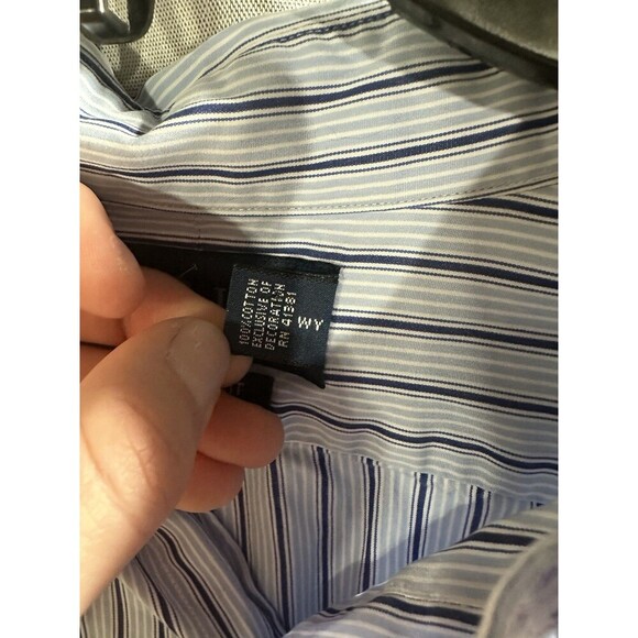 Polo Ralph Lauren Shirt Mens XL Blue Striped Classic Fit Button Down Pony Cotton - Picture 7 of 8